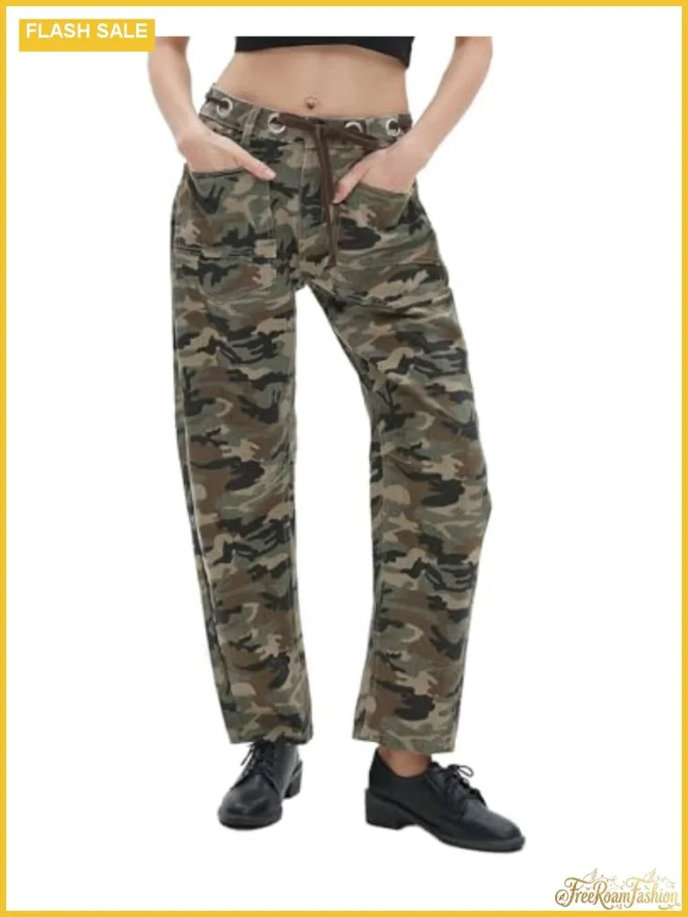 Women's Mid Rise Barrel Jeans Baggy Denim Pants with Pockets